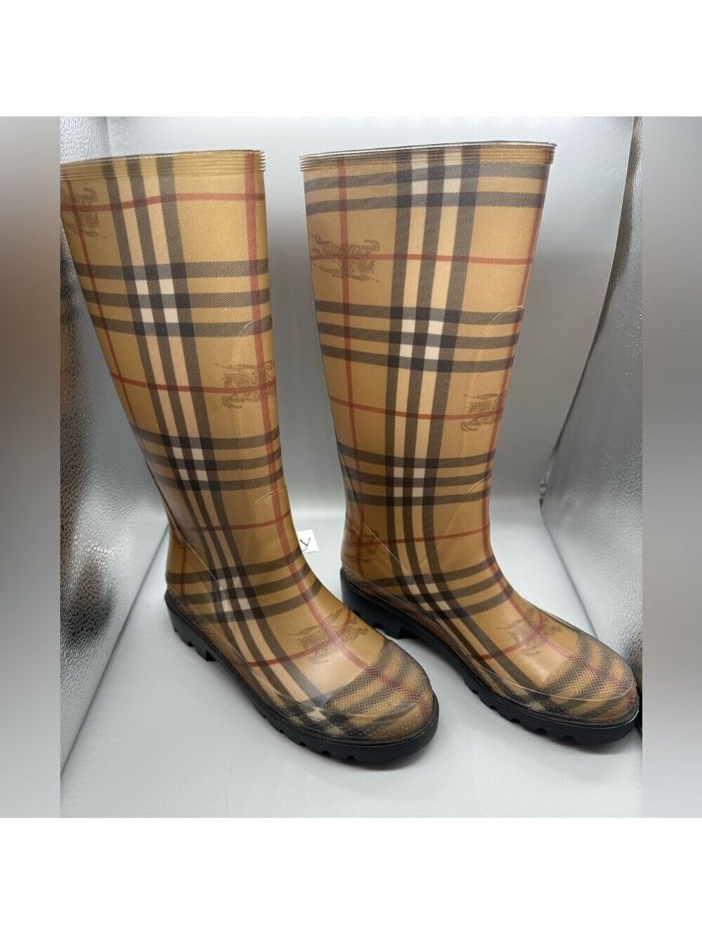 Women's Burberry House Check Pattern /Mid- Calf Rubber Rain Boots/Womens Size 37 - Picture 6 of 10